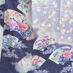 Furisode Blue Lavender Shidare Sakura Peony Tall Silk #9704J5