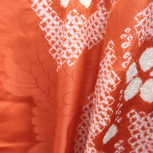Load image into Gallery viewer, Juban Vintage(1950-1980) Red Furisode Crane Birds Shibori Silk #10512B2
