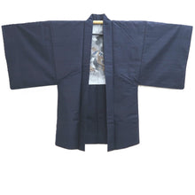 Load image into Gallery viewer, Men's Haori Vintage(1950-1980) Blueish Black Double Dragon Silk #10658C4
