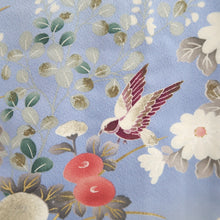 Load image into Gallery viewer, Furisode Blue Cloud Bird Silk #9685J3
