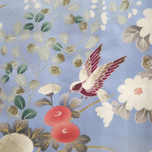 Furisode Blue Cloud Bird Silk #9685J3