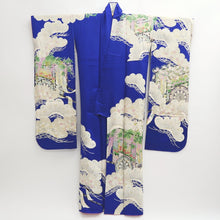 Load image into Gallery viewer, Furisode Blue Matsu Sakura Tall Silk #9695J4
