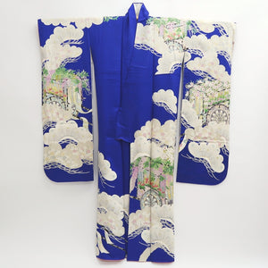 Furisode Blue Matsu Sakura Tall Silk #9695J4