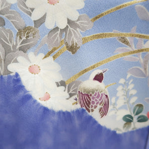 Furisode Blue Cloud Bird Silk #9685J3