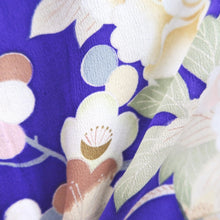 Load image into Gallery viewer, Kimono Vintage(1920-1950) Blueish Purple Crane Birds Silk #10775D4
