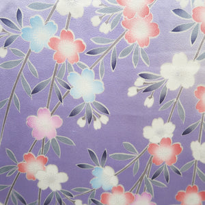 Furisode Blue Lavender Shidare Sakura Peony Tall Silk #9704J5