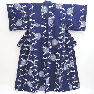 Yukata Vintage(1950-1980) Navy Dragonfly Cotton #9922B4