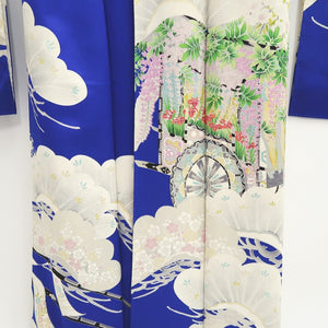 Furisode Blue Matsu Sakura Tall Silk #9695J4