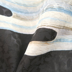 Haori Jacket Vintage(1950-1980) Black Hand painted Bird Lady Silk #9892B3