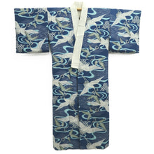 Load image into Gallery viewer, Juban Vintage(1920-1950) Blue Crane Birds Silk #10388F5
