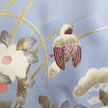 Load image into Gallery viewer, Furisode Blue Cloud Bird Silk #9685J3
