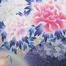 Load image into Gallery viewer, Furisode Blue Lavender Shidare Sakura Peony Tall Silk #9704J5
