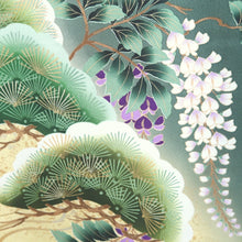 Load image into Gallery viewer, Furisode Green Cherry Blossom Pine Tree Tall Silk #11090B1

