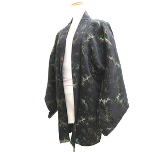 Haori Jacket Vintage(1950-1980) Black Gold Abstract art Silk #9795A5