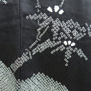 Haori Jacket Vintage(1950-1980) Black Shibori Bamboo Silk #9876B3