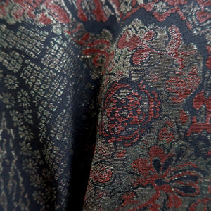 Haori Jacket Vintage(1950-1980) Black Silver Brown Michinagadori Long Silk #9780A4