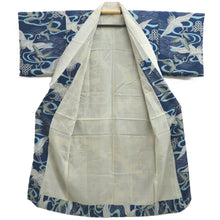 Load image into Gallery viewer, Juban Vintage(1920-1950) Blue Crane Birds Silk #10388F5
