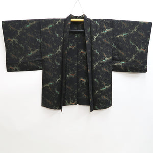 Haori Jacket Vintage(1950-1980) Black Gold Abstract art Silk #9795A5