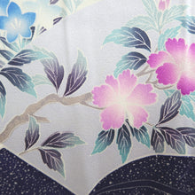 Load image into Gallery viewer, Furisode Blue Lavender Shidare Sakura Peony Tall Silk #9704J5
