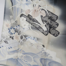 Load image into Gallery viewer, Tomesode Vintage(1920-1950) Black Wave Bellflower See-Through Silk #10501B1
