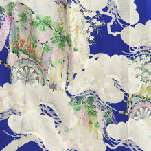 Load image into Gallery viewer, Furisode Blue Matsu Sakura Tall Silk #9695J4
