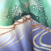 Load image into Gallery viewer, Furisode Green Cherry Blossom Pine Tree Tall Silk #11090B1
