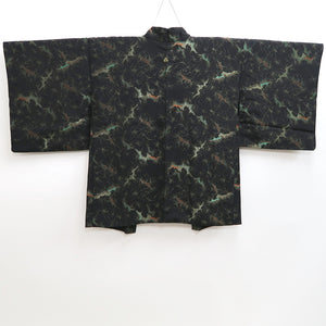 Haori Jacket Vintage(1950-1980) Black Gold Abstract art Silk #9795A5