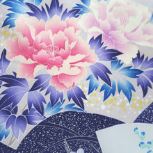 Load image into Gallery viewer, Furisode Blue Lavender Shidare Sakura Peony Tall Silk #9704J5
