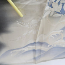 Load image into Gallery viewer, Tomesode Vintage(1920-1950) Black Wave Bellflower See-Through Silk #10501B1
