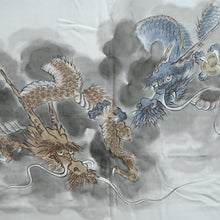 Load image into Gallery viewer, Men's Haori Vintage(1950-1980) Blueish Black Double Dragon Silk #10658C4
