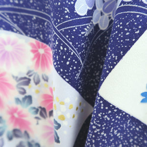 Furisode Blue Lavender Shidare Sakura Peony Tall Silk #9704J5