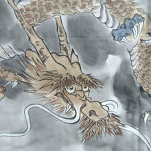 Load image into Gallery viewer, Men's Haori Vintage(1950-1980) Blueish Black Double Dragon Silk #10658C4
