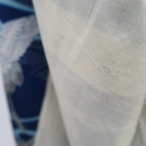 Juban Vintage(1920-1950) Blue Crane Birds Silk #10388F5