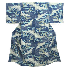 Load image into Gallery viewer, Juban Vintage(1920-1950) Blue Crane Birds Silk #10388F5
