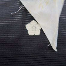 Load image into Gallery viewer, Tomesode Vintage(1920-1950) Black Wave Bellflower See-Through Silk #10501B1
