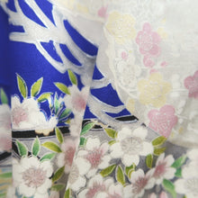 Load image into Gallery viewer, Furisode Blue Matsu Sakura Tall Silk #9695J4
