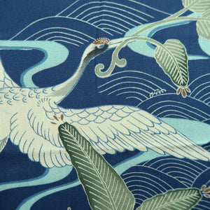 Juban Vintage(1920-1950) Blue Crane Birds Silk #10388F5