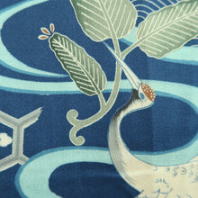 Load image into Gallery viewer, Juban Vintage(1920-1950) Blue Crane Birds Silk #10388F5
