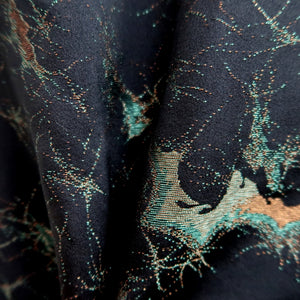 Haori Jacket Vintage(1950-1980) Black Gold Abstract art Silk #9795A5