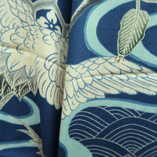 Load image into Gallery viewer, Juban Vintage(1920-1950) Blue Crane Birds Silk #10388F5
