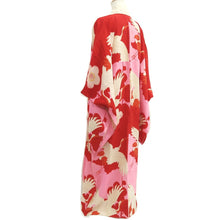 Load image into Gallery viewer, Juban Vintage(1920-1950) Red Pink Crane Birds Silk #10389F5
