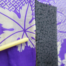 Load image into Gallery viewer, Kimono Vintage(1920-1950) GrayishPurple Maple Leaf Silk #10788D5
