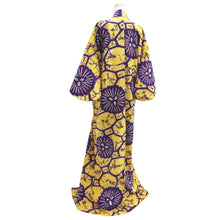 Load image into Gallery viewer, Kimono Vintage(1920-1950) Yellow Purple Shibori Silk #10789D5
