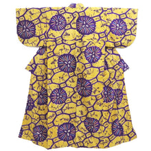 Load image into Gallery viewer, Kimono Vintage(1920-1950) Yellow Purple Shibori Silk #10789D5
