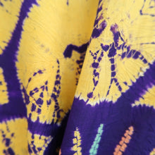 Load image into Gallery viewer, Kimono Vintage(1920-1950) Yellow Purple Shibori Silk #10789D5
