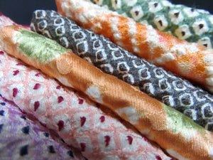 KK616A4 Silk Bundle Sale 18pcs Vintage Shibori Fabric 19.7x3.5in(50x9cm)