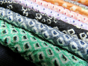 KK616A4 Silk Bundle Sale 18pcs Vintage Shibori Fabric 19.7x3.5in(50x9cm)