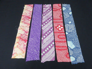 KK616A4 Silk Bundle Sale 18pcs Vintage Shibori Fabric 19.7x3.5in(50x9cm)