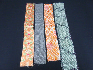 KK616A4 Silk Bundle Sale 18pcs Vintage Shibori Fabric 19.7x3.5in(50x9cm)
