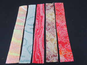 KK609A3 Silk Bundle Sale 18pcs Vintage Shibori Fabric 19.7x3.5in(50x9cm)